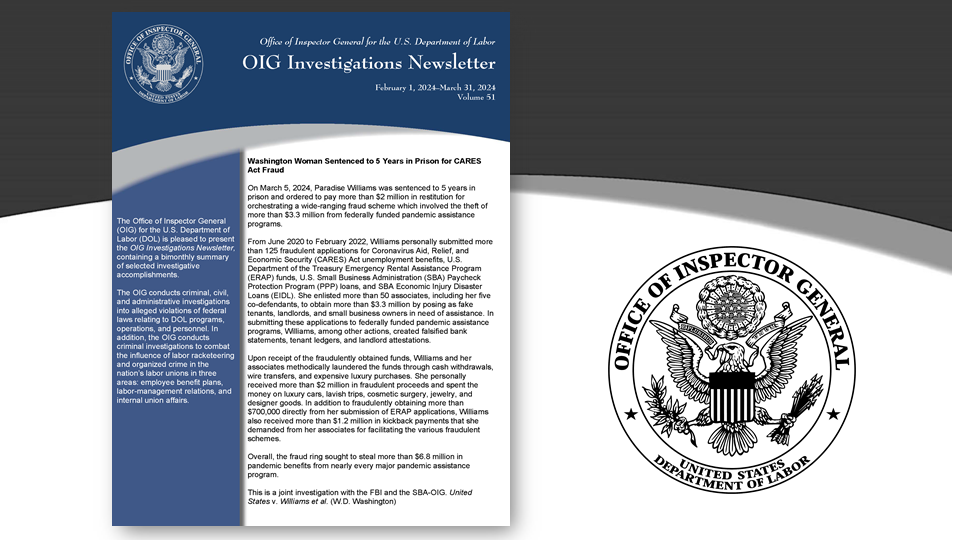 OIG Investigations Newsletter Volume 51 February 1, 2023 - March 31, 2024